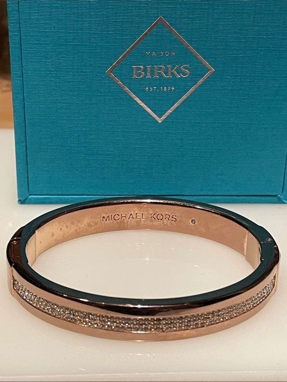 Authentic Michael Kors Rose Gold Crystal Pavé Bangle Bracelet